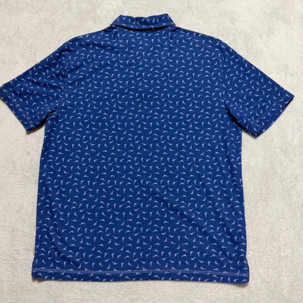 Tommy Bahama Polo Mens Large Blue Fish All Over Print Supima Cotton Short Sleeve - Picture 4 of 10
